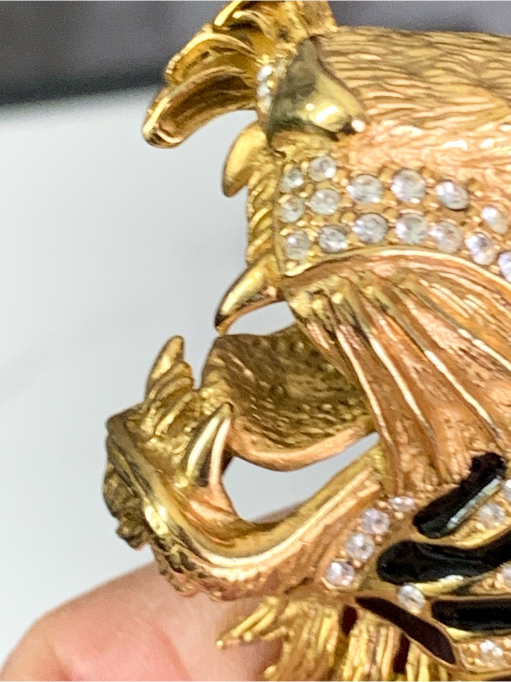 VINTAGE ERWIN PEARL RHINESTONE ENAMEL TIGER BROOCH - Picture 8 of 14